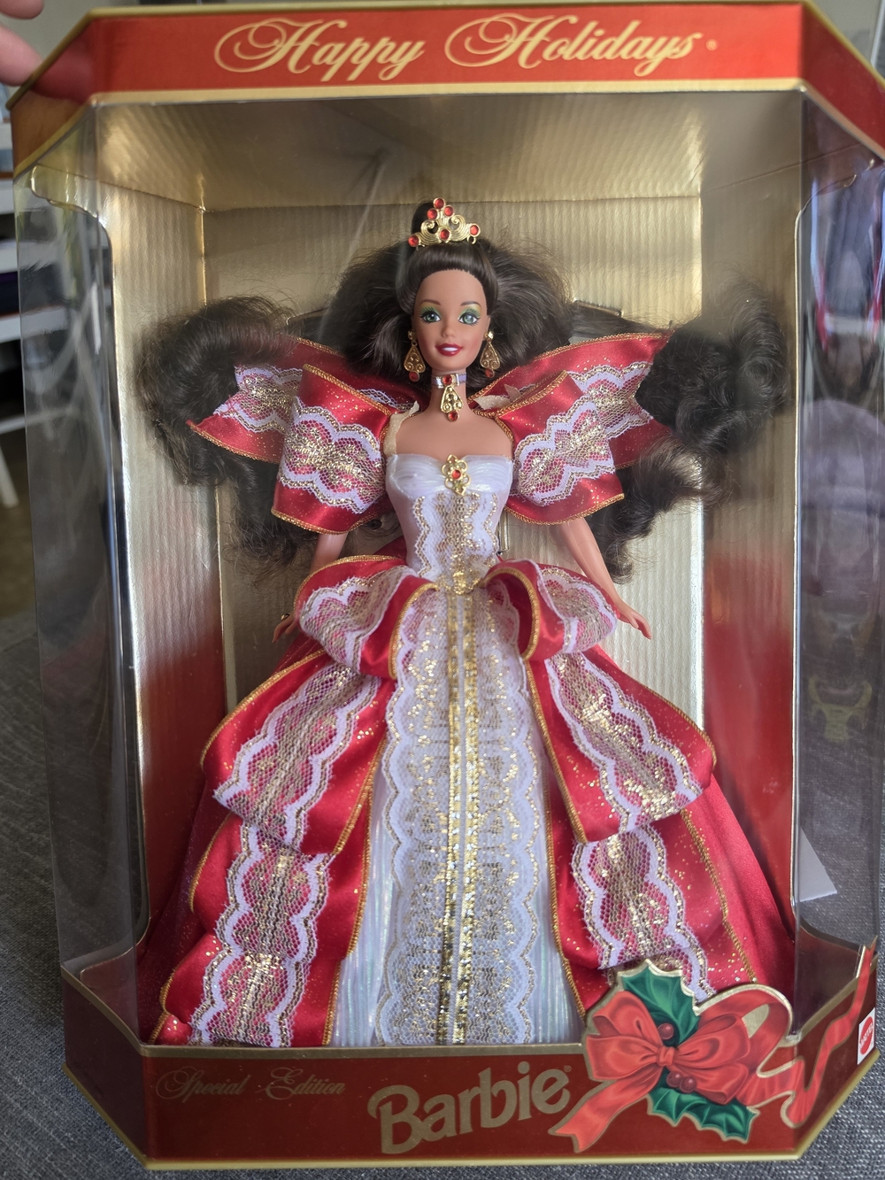 Barbie Happy Holidays Red, White & Gold Festive Holiday Doll
